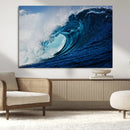 Ocean Wave at Sunset Canvas Art, Large Wall Print of Vibrant