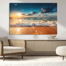 Golden Sunset Beach Triptych Canvas Art, Giclee Coastal Wall by MyGreatCanvas | Canvas Wall Art Prints | Photo Prints & Wall Decor