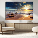 Golden Hour Beach Sunset Canvas Triptych, Ocean Waves and by MyGreatCanvas | Canvas Wall Art Prints | Photo Prints & Wall Decor