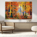 Autumn Red Forest Triptych Canvas Wall Art Print, Forest