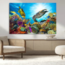 Aquatic Life Sea Turtles Fish Wall Art Canvas Print