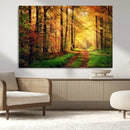 Sunlight Through Trees Wall Art Canvas Print - Autumn Forest