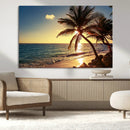 Sunset Palm Trees Wall Art Canvas Print