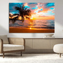 Palm Tree Sunset On The Beach Wall Art Canvas, Framed Palm by MyGreatCanvas | Canvas Wall Art Prints | Photo Prints & Wall Decor