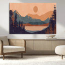 Modern Boho Sunset Canvas Print, Mountain Landscape Triptych