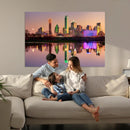 Colorful Dallas City Lights Night Skyline Wall Art Print