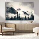 Forest Mountain Print - Black and White Canvas Wall Art with