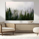 Misty Pine Forest Wall Art Canvas Print | 3 Panel Green