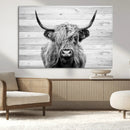 Scottish Highland Cow Cattle Art Print on Wood Background by MyGreatCanvas | Canvas Wall Art Prints | Photo Prints & Wall Decor