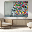Banksy Colorful Street Graffiti Canvas Wall Art Print, by MyGreatCanvas | Canvas Wall Art Prints | Photo Prints & Wall Decor