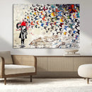 Banksy Art Butterfly Girl Explosion Canvas Art – Vibrant