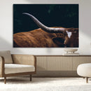 Texas Longhorn Bull Wall Art Canvas Print - Large Framed