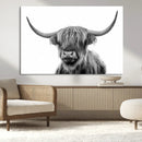 Grayscale Scottish Highland Cow Cattle Art Print Farmhouse by MyGreatCanvas | Canvas Wall Art Prints | Photo Prints & Wall Decor