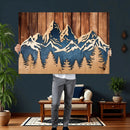 Rustic Wood Style Mountain Wall Art, Nature Forest Canvas