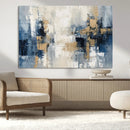 Modern Abstract Canvas Wall Art in Blue and Gold Tones |