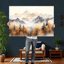 Abstract Mountain Wall Art | Misty Mountain Forest and
