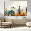 Abstract Watercolor Mountains and Trees Autumn Wall Art,