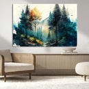 Watercolor Trees Forest Abstract Wall Art Canvas Print,