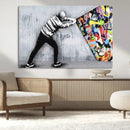 Banksy Art Behind the Curtain Street Wall Art Canvas Print |
