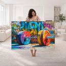 Fitness Gym Barbell Graffiti Wall Art Canvas Print