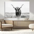Highland Cow Canvas Wall Art – Majestic Beauty in Black and