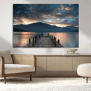 Mountain Lake Wood Pier Canvas Wall Art Nature Lake Print