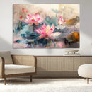 Lotus Flower Wall Art | 3-Panel Giclee Canvas Print of Pink