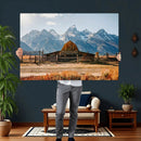 Vintage Old Barn Field Wall Art Canvas Print for Farmhouse