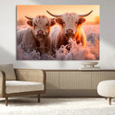 Highland Cows at Sunrise Wall Art Canvas Set – Serene and by MyGreatCanvas | Canvas Wall Art Prints | Photo Prints & Wall Decor
