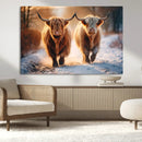 Scottish Highland Cow Horn Farm Wall Art Canvas Print