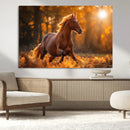 Running Horse Sunset Forest Wall Art Canvas Print