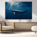 Whale under Ocean Wall Art Canvas Print