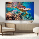 Sea Turtle Wall Art Canvas Print – Vibrant Ocean Coral Reef