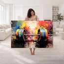 Weightlifting Barbell Art Triptych, Bold Abstract Fitness