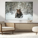 Grizzly Bear Wall Art – Framed Snowy Forest Canvas Artwork, by MyGreatCanvas | Canvas Wall Art Prints | Photo Prints & Wall Decor