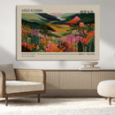 Yayoi Kusama Landscape Canvas Print, Vibrant Floral Mountain