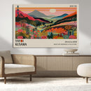 Yayoi Kusama Landscape Canvas Print, Vibrant Floral Mountain