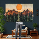 Sunset Mountain Landscape Canvas Wall Art Print - Nature