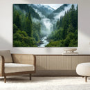 Mountain Forest River Canvas Wall Art Print - Serene Nature