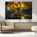 Golden Tree of Life Canvas Wall Art Print - Majestic Glowing