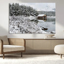 Winter Wall Art - Cabin by the Lake Canvas Wall Art - Serene by MyGreatCanvas | Canvas Wall Art Prints | Photo Prints & Wall Decor