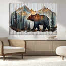 Rustic Grizzly 399 Bear and Mountain Wood Canvas Wall Art - by MyGreatCanvas | Canvas Wall Art Prints | Photo Prints & Wall Decor