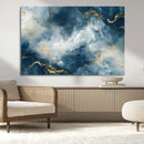 Large Abstract Print - Luxe Blue and Gold Abstract Canvas