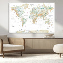 Animal World Map for Kids Room Decor