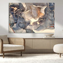 Abstract Blue and Gold Wall Art - Fluid Ink Artwork - Modern