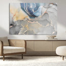 Large Abstract Blue and Gold Canvas Wall Art | Fluid Ink