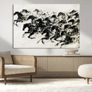 Abstract Horse Wall Art Canvas Print - Dynamic Black Ink