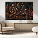 Dark Floral Canvas Wall Art - Moody Botanical Flower Print -