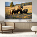 Grizzly Bear Family Wall Art Canvas Print – Majestic
