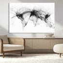 Flight Routes Air Traffic Map Canvas Wall Art - Framed -